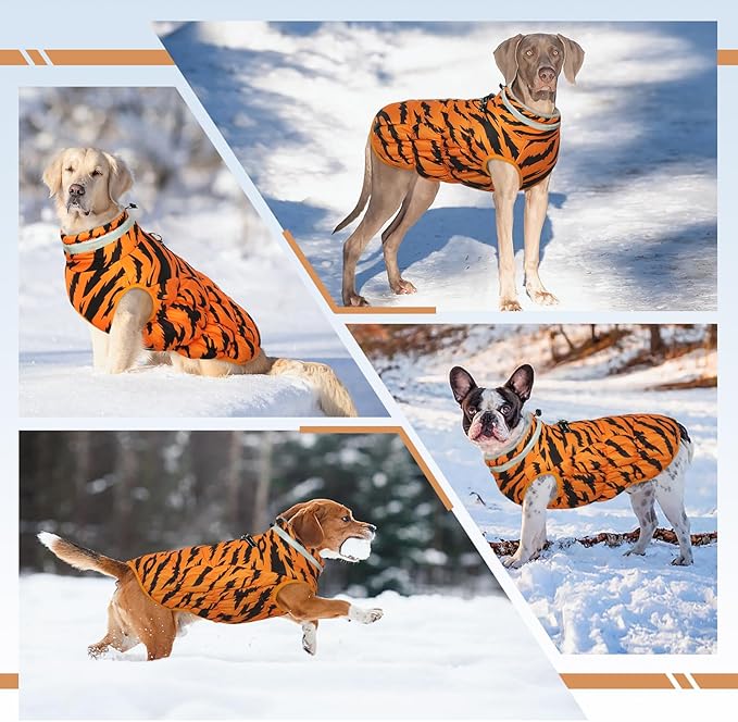 Winter Dog Coat,Large Dog Jacket,Waterproof Pet Jacket with Back Zipper,Pet Coat with Harness Built in,Warm Dogs Coat with Fleece Lined,Snow Jacket Clothes French Bulldog Shiba Inu,L