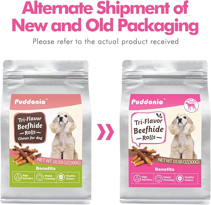 Dog Treats, Triple Flavor Rawhide Sticks, Chicken Duck and Chicken Liver Wrapped Rawhide Dog Chews, Suitable for Medium and Small Dogs, 10.58 oz