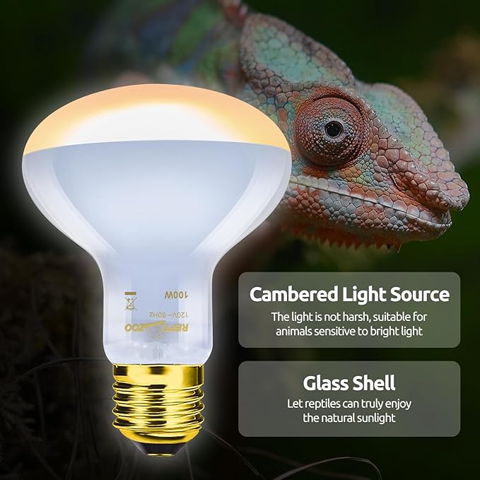 REPTI ZOO Reptile Heat Lamp Combo Pack, 100W UVA Daylight Basking Spot Light Heating Lamp and 26W UVA UVB Reptile Light Energy Saving Spiral Compact Lamp UVB Bulb 5.0