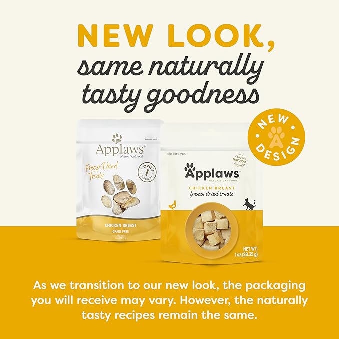 Applaws Natural Freeze-Dried Cat Treats, 100% Protein, Grain-Free & Nutritious, Single-Ingredient Chicken (8 x 1.0oz Bag)