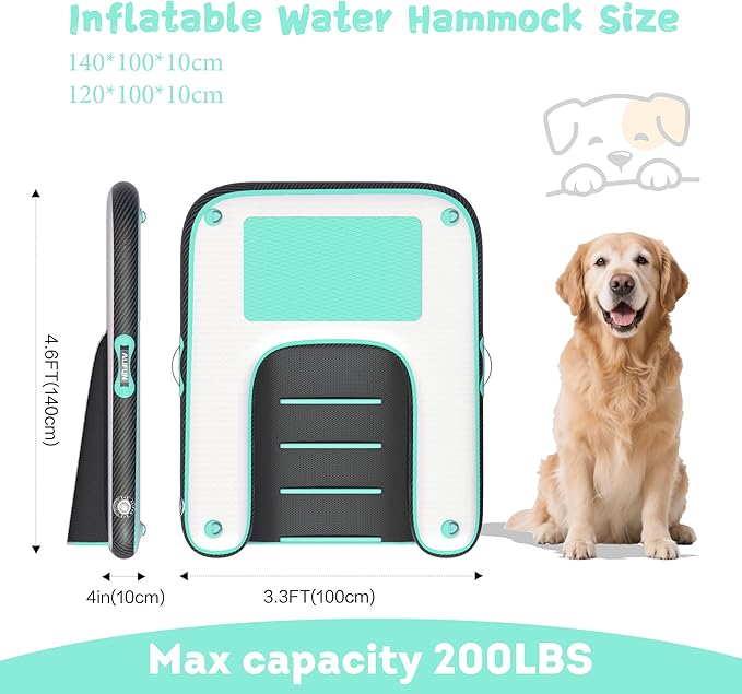 ALIFUN Inflatable Dog Water Ramp Safety Floating Dock Dog Pool Raft for Pool Lake Boat Non-Slip Floating Ladder for Pets Up to 220 LBs Bgreen 140CM Length