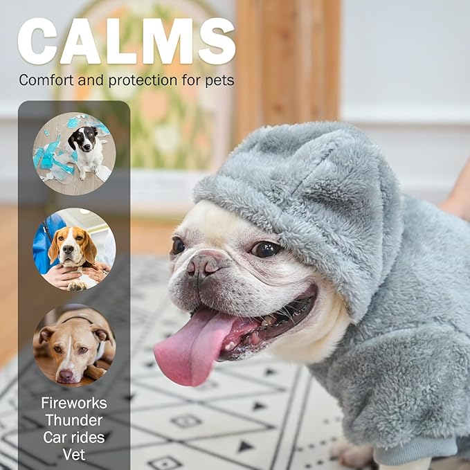 SCENEREAL Fleece Dog Sweater Hoodie for Small Medium Large Dogs, Fuzzy Warm Puppy Sweatshirt with Pocket, Girl Boy Pet Clothes for Winter/Fall, Designer Cute Male/Female Cat Clothes with Leash Hole