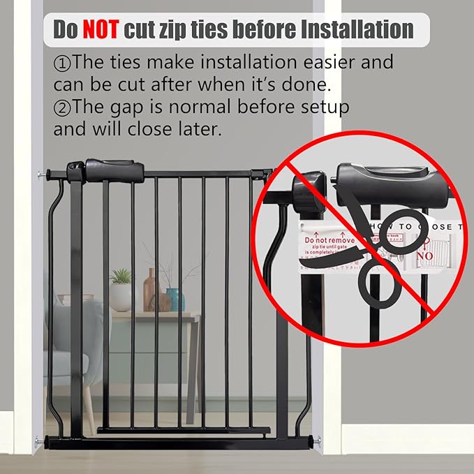 Extra Wide Baby Gate, 57.5-62 Inch - Black Metal, Pressure Mounted Indoor Safety Gate, Walk-Through Dog Gate for Kids & Pets, 30 Inch Tall