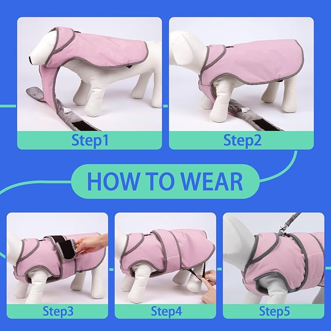 MIGOHI Waterproof Windproof Dog Coat - Reversible Stormguard Winter Jacket for Small to Large Dogs (Pink, XL)