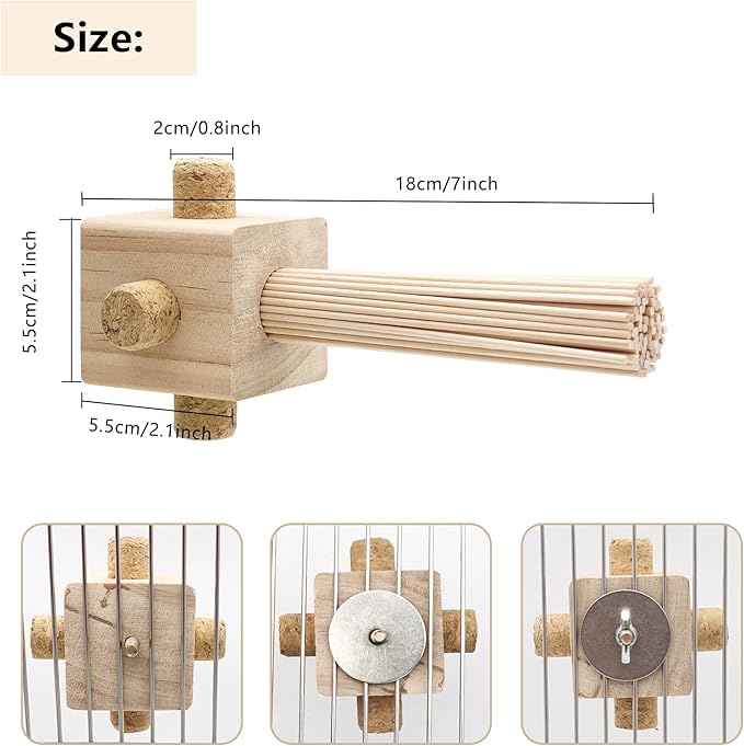 2 Pcs Parrot Chewing Stopper Toy Stand Perches Lollipop Stick Bird Toy Intelligence and Emotions Wood Foraging Toys for Parrots Cage Accessory (Wood-Lollipop, 2 Pack)