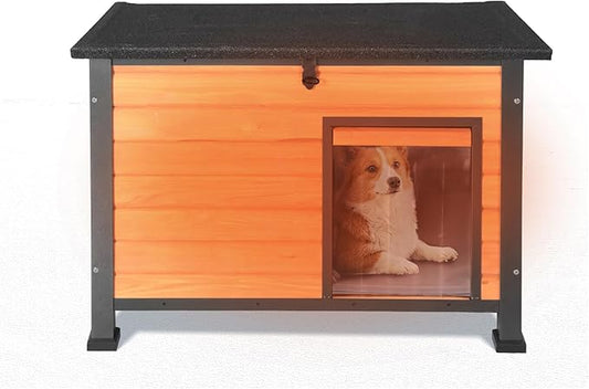 Dog House Outdoor Insulated with Prevent Chewing Iron Frame, Insulated cat House Outdoor Removable Floor and Open Roof for Dogs,Cat,Rabbits and Small Animals