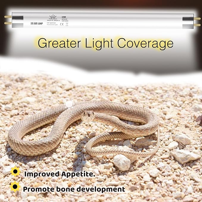 T8 UVB Reptile Lamp, 2-Pack 15W 10.0 UVB Light Bulbs, German Raw Material Fluorescent Lamp, Liner UVB Tube for Desert-Dwelling Reptiles, Bearded Dragon UVB Light 18 inches