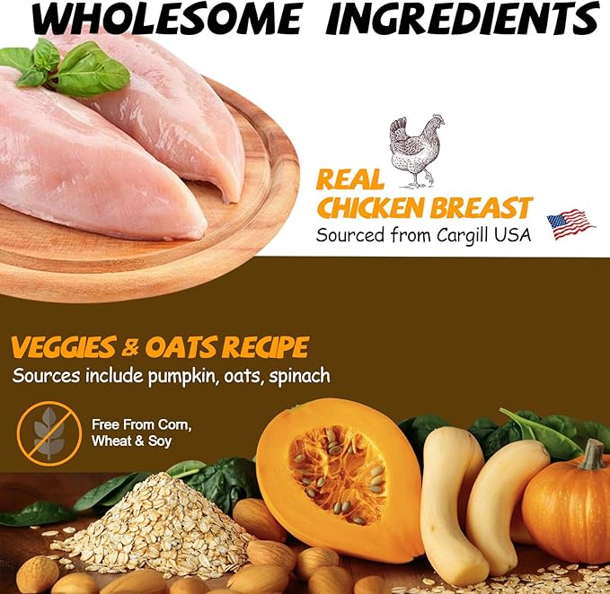 ASMPET Dog Treats Chews, Chicken Wrapped Rawhide Sticks with Superfood Pumpkin Oats and Spinach 10.6 oz