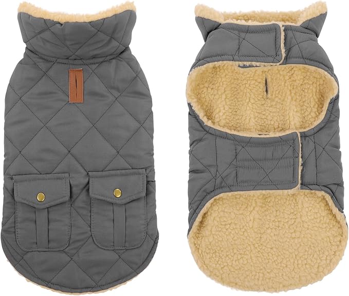 Large Dog Coat, Warm Jacket for Extra-Large Dogs, Dog Winter Coat, Pet Windproof Cold Weather Coats Snow Jacket Pet Clothes, Golden Retriever, Labrador Retriever, Husky, Grey L