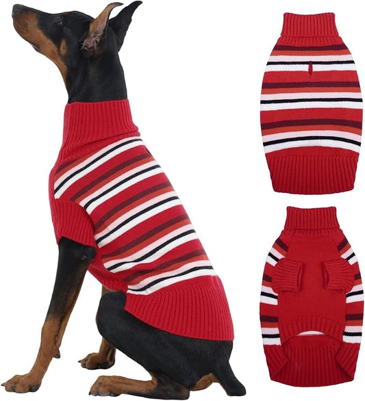 Kuoser XXL Dog Sweater, Soft Sweaters for Large Dogs, Pullover Warm Doggie Sweaters Boy Girl, Cold Weather Pet Kintwear Clothes for Golden Retriever, Labrador, Red XXL