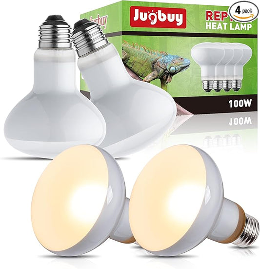 Reptile Heat Light Bulb, 100 Watt UVA Basking Spot Lamp Bulbs, Daylight Heating Spotlight for Turtle, Bearded Dragon, Tank, Lizard, Snake, Leopard Gecko, Chameleon, Ball Python - 4 Pack