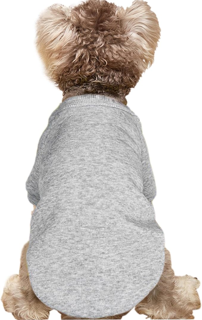 Puppy Sweater for Small Dogs Clothes Warm Winter Cat Clothe Pet Sweatshirt Knitwear Doggie Kitten Clothing, Grey, Medium