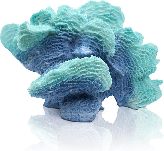 Blue Faux Coral Reef Statue - Resin Sea Coral Sculpture for Tabletop, Home, Living Room - Coastal Beach Decor
