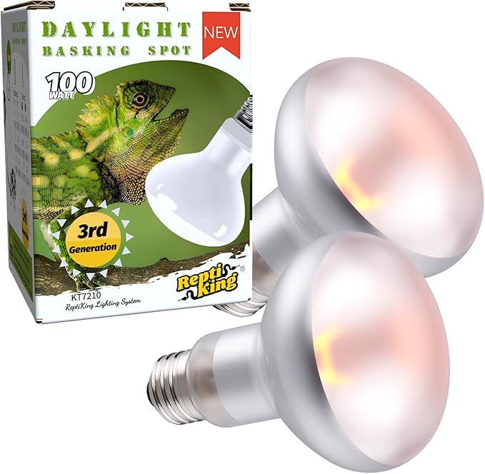 Reptile Heat Lamp, 100W 2-Pack Incandescent Basking Spotlight Bulbs for Reptiles Terrarium Tanks, Reptile Heat Bulb for Infrared Light, Bearded Dragon Heat Bulbs (100W)
