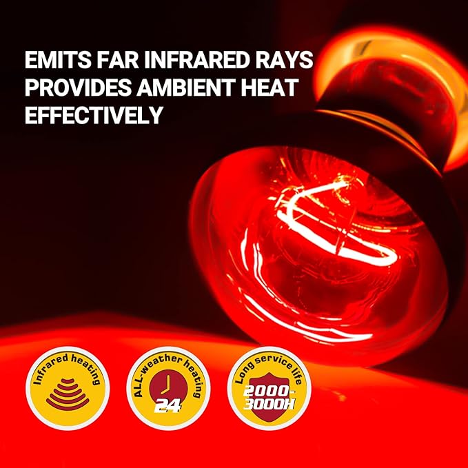 REPTI ZOO 75W Reptile Heat Lamp Combo Pack, 2PCS Day & Night Basking Spot Light, UVA Daylight Heating Lamp Basking Bulb and Infrared Heat Emitter Red Heat Lamp