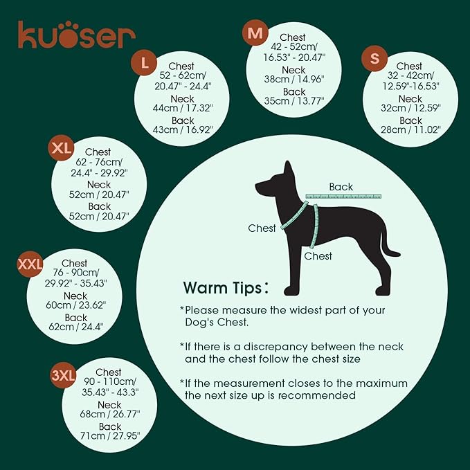 Kuoser Extra Warm Dog Jacket, Windproof Dog Cold Weather Coats with Fleece Lining, Turtleneck Puppy Snowsuit Reflective Pet Winter Coat for Medium Large Dogs Boy Girl, Dark Grey L
