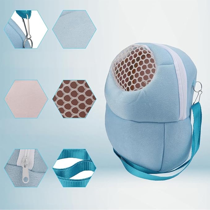 Pet Carrier Backpack for Small Animals, Travel Handbag for Cat, Puppy, Guinea Pig, Hedgehog, Hamster (Blue, S)