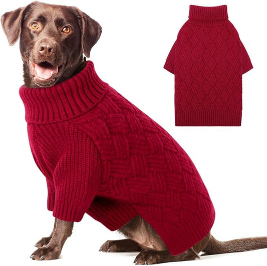 AOFITEE XL Dog Sweater, Dog Sweater Large Size Dogs, Large Dogs Sweaters for Female Male, Turtleneck Thick Warm Knitted Winter Fall Pet Sweatshirt Pullover, Solid Pet Christmas Sweaters (Red, XLarge)