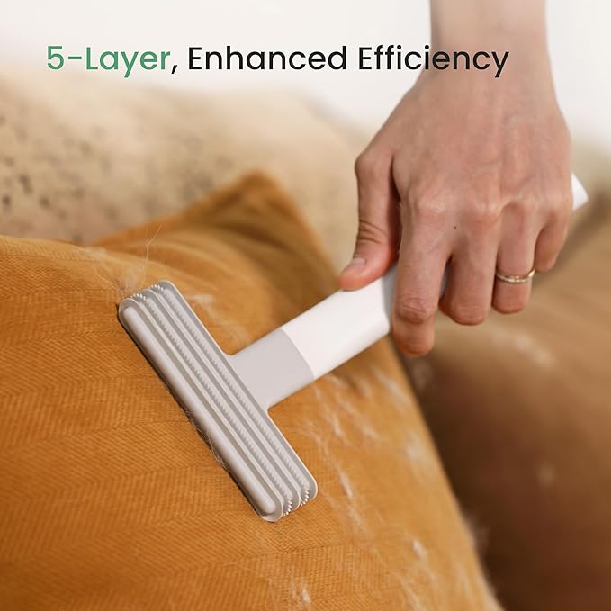 Layer Brush Pet Hair Removal Tool for Raking up Embedded Hair and Debris, Reusable Fabric-Friendly Cat and Dog Hair Remover for Couch, Car, Rug, Cat Tree and Others