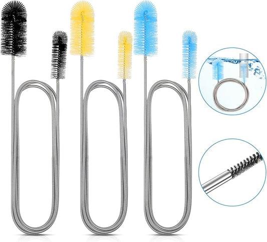 Patelai 3 Pieces Aquarium Filter Hose Brush Stainless Flexible Tube Cleaning Long Brush Double-Ended Bent Pipe Cleaner Steel Spring for Lab Fish Tank Aquarium, 3 Color(61.02 inches)