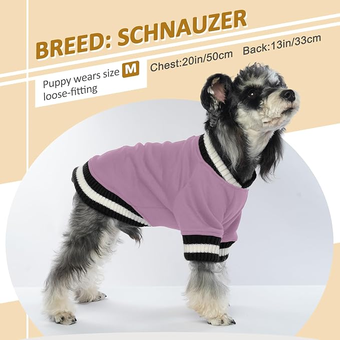FUAMEY Dog Pullover Sweatshirt，Dog Winter Sweaters Warm Dog Clothes Dog Vest Thick Puppy Pullover Soft Pet Fleece Sweater Cute Doggie Boy Girl Outfit for Small Medium Dogs Lavender L