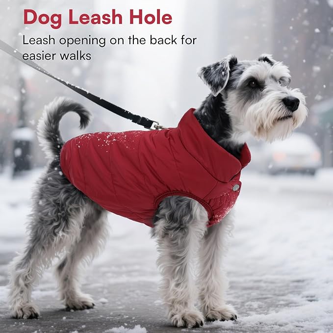 ASENKU Dog Winter Coat - Waterproof Windproof Dog Jacket, Warm Snowproof Doggie Puffer Vest for Cold Weather, Lightweight Snow Coats for Small Medium Large Dogs(S, Red)