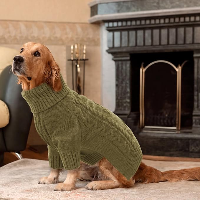 ASENKU Knitted Dog Sweater, Pullover Big Thermal Dog Winter Sweater, Turtleneck Doggy Sweaters for Large Medium Dogs Boy Girl, Warm Pet Sweaters Outfit Border Collie,Pit Bull,Golden Retriever, 4XL
