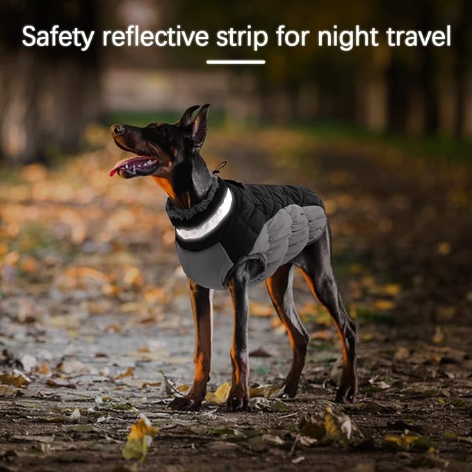 Dog Winter Jacket Cozy Reflective Waterproof Windproof Warm Pet Garment,Comfortable Cold Weather Fleece Apparel Outfits with Zipper Closure for Small Medium Large Dogs Puppy Walking,XXX-Large