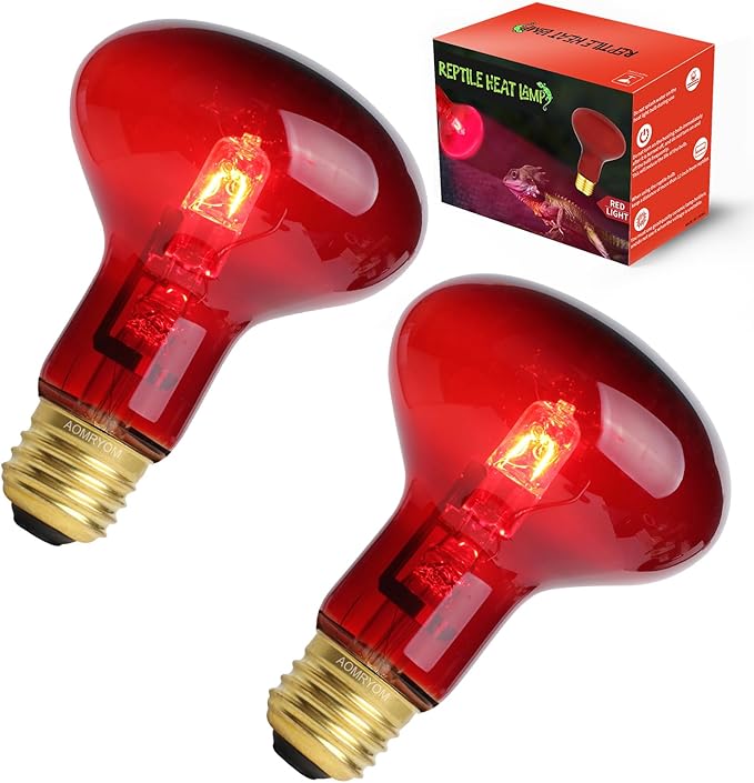 AOMRYOM 75W Infrared Basking Spot Heat Lamp Bulb Red Light Heat Bulbs for Pet Lizards Bearded Dragons Chameleons Snakes Reptiles & Amphibians - 2 Pack