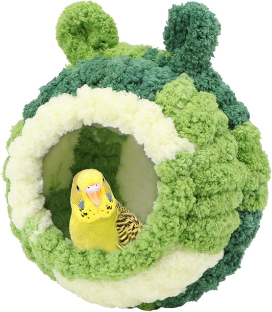 Wontee Bird Nest Bed Breeding House Winter Warm Snuggle Hut for Budgies Parakeets Cockatiels Lovebirds Canaries (Green)