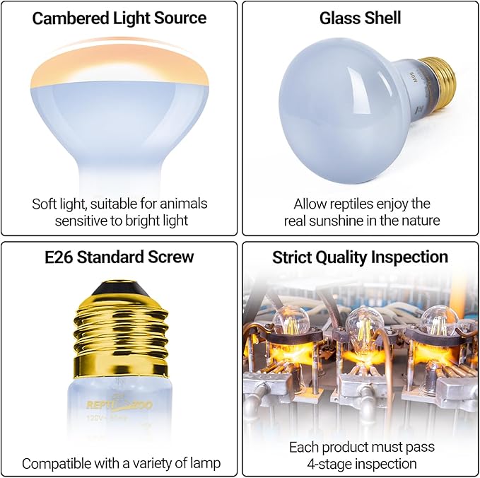 REPTI ZOO 75W Reptile Heat Lamp Combo Pack, 2PCS Day & Night Basking Spot Light, UVA Daylight Heating Lamp Basking Bulb and Infrared Heat Emitter Red Heat Lamp