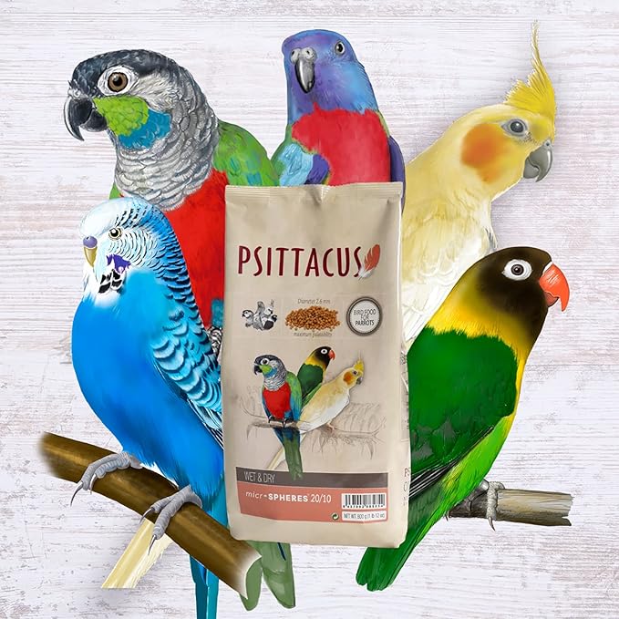 Psittacus Microspheres Wet & Dry 20/10 1.8 lb | for Chops and Salads Recipes, The Easiest One, Quick and Cold Preparation | Premium Pellet for Birds and Parrots, 100% Non-GMO