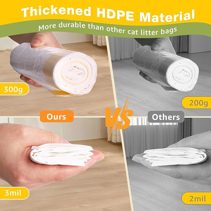 Litter Box Liners 40 Count, 37" x 18" Jumbo 3MIL Thicken Cat Litter Bags Tear Resistant Disposable Cat Litter Liners for XL Stainless Steel Litter Box and Other Suitable Size Litter Box