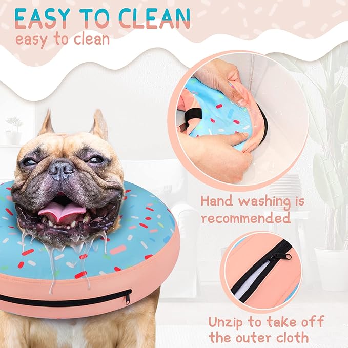 Supet Inflatable Dog Cone Collar Alternative After Surgery, Dog Neck Donut Recovery E Collar for Neuter, Soft Pet Cone for Small Medium Large Dogs