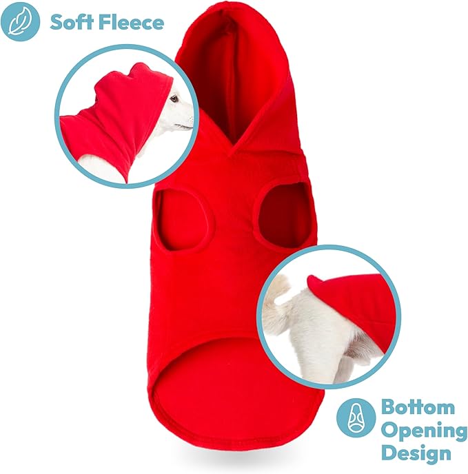 Gooby Fleece Vest Hoodie Dog Sweater - Blue, X-Small - Warm Pullover Dog Hoodie with O-Ring Leash for Small to Medium Dogs