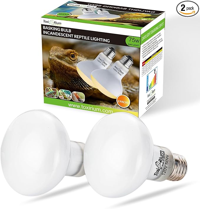 Reptile Heat Lamp 2Pack 50W Reptile Sun Lamp Self-Ballasted Vapor Basking Spot Lamp/Bulb/Light for Reptile and Amphibian E26