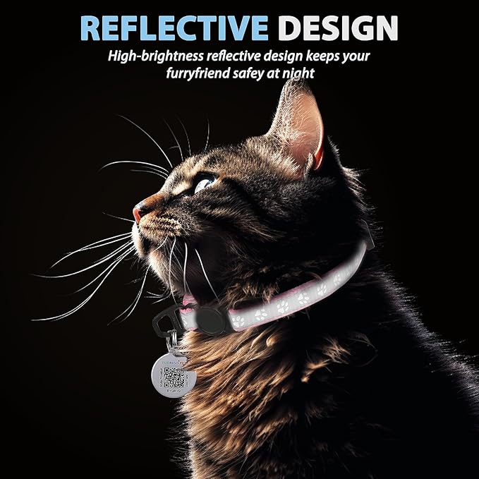 Cat Collar Breakaway with QR Code Name Tag, Reflective Kitten Collars with Bell, Cat ID Tag personalized, Ultra-Durable, Adjustable, Quick Release, Fits Most Girl Boy Small Large Cats (8''-13.3'')