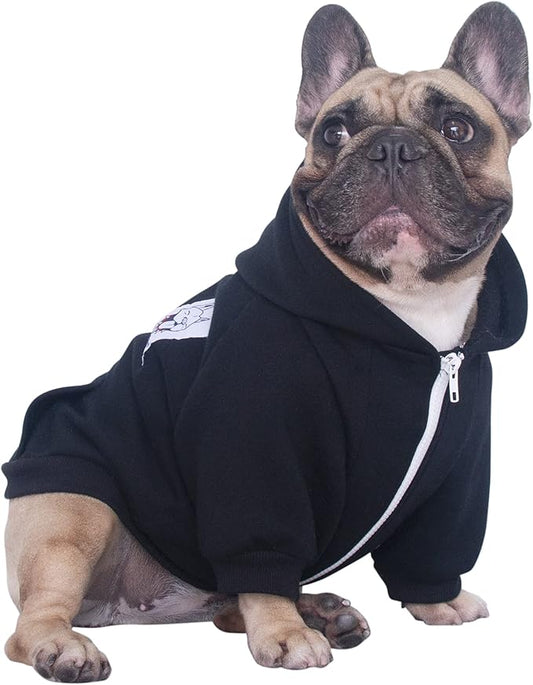 iChoue I am a French Bulldog Clothes Hoodies for Dogs Puppy Frenchie Pug English Boston Terrier Bully Pitbull Sweatshirt Sweater Clothing Cold Weather Winter Coats - Black/Large