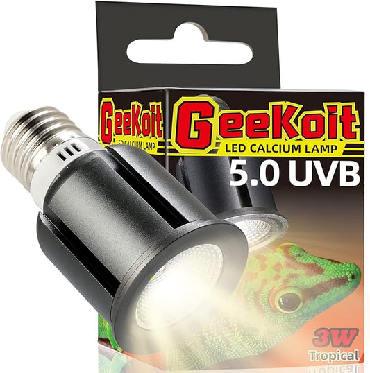 Premium 5.0 UVB Reptile Light,UVA UVB 3W Full Spectrum,Tropical Light Bulb for Optimal Calcium Metabolism,Ideal for Tropical-Dwelling Reptiles Turtle Green Anole