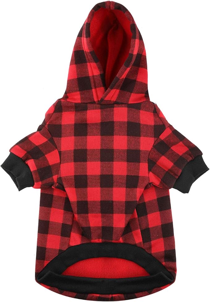 Plaid Dog Hoodie Sweatshirt Sweater for Extra Large Dogs Cat Puppy Clothes Coat Warm and Soft(XXL)