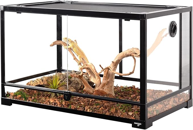 WACOOL Tempered Glass 40 Gallon Reptile Tank, Front Opening Reptile Terrarium 30" x 18" x 18" for Bearded Dragon Gecko Lizard, Top Screen Ventilation & Anti Escape Lid