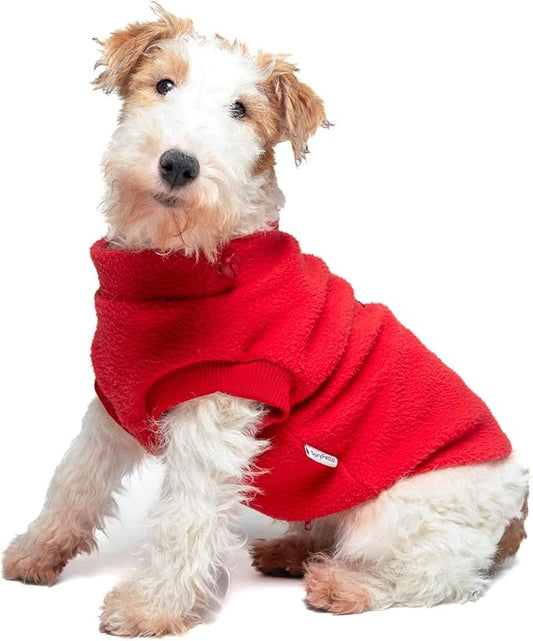 Small Dog Sweater, Fleece Sweater with D-Ring, for Chihuahua, Yorkie, Teacup Dog, Warm and Lightweight, Easy to Wear (Red XXS)