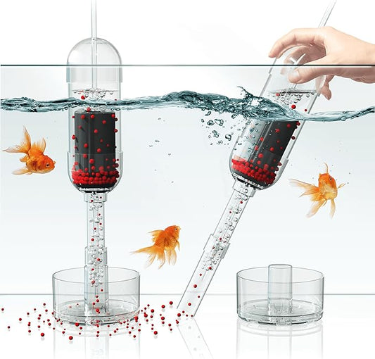 Aquarium Cleaner 2in1 - Large (Water Depth 13.8–23.6 in) | Substrate Surface Debris Vacuum | Air-Lift Suction | Near-Zero Water Loss | Quiet 45–50 dB