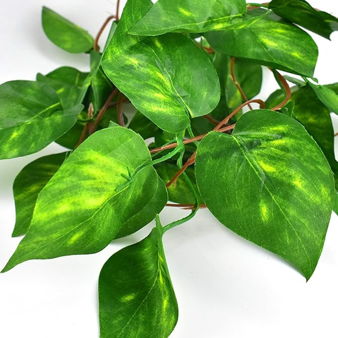 KATUMO Reptile Plants, 3 PCS Amphibian Hanging Plants with Suction Cup for Lizards, Geckos, Bearded Dragons, Snake, Hermit Crab Tank Pets Habitat Decorations