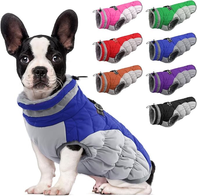 Lelepet Dog Coat Warm Dog Winter Coat Waterproof Dogs Jacket with Harness Built in Reflective Pet Fleece Vest Zip-Up Cold Weather Coats for Small Dogs Turtleneck & Windproof Coats Yorkie Blue S