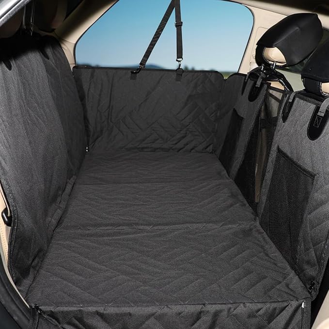 MIROZO Back Seat Extender for Dogs,600D Heavy Durable Dog Seat Cover Car Seat Cover for Back Seat,Waterproof Car Pet Backseat Protector,Large Space Travel Bed with 3-Fold Bottom for Car SUV Truck
