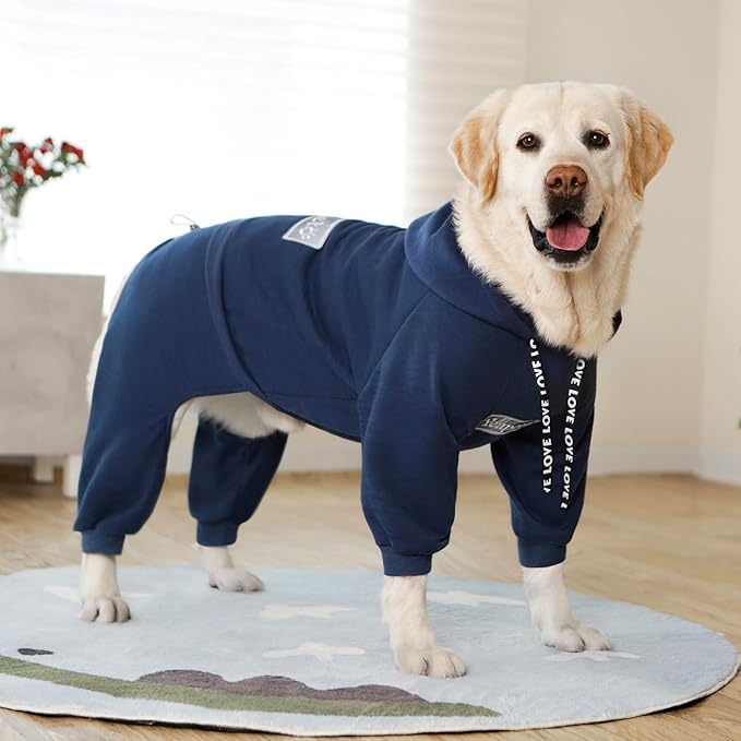 Dog Hoodies Winter Coat for Large Medium Dogs, Pullover 10 Legs Warm Coat Hooded Sweatshirt, Fleece Hoodie for Cold Weather (Dark Blue, 5X-Large)
