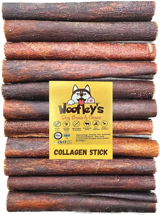 Woofley's 6 Inch Collagen Sticks for Dogs (16 Count) Bully Stick Rawhide Alternative Dog Chews No Hide Bones for Medium & Large Dogs