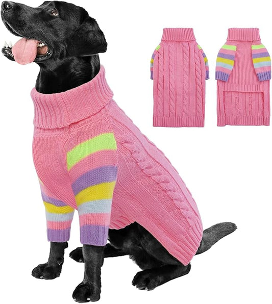 XLarge Dog Sweaters Male Female, Large Dog Sweater Turtleneck Stretchy, XL Dogs Sweaters for Winter Spring Autumn Christmas, Sweater for Extra Large Dogs Collie Pitbull, Pet Knitwear XL