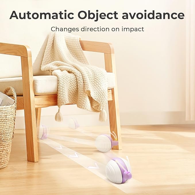 Cheerble Interactive Cat Toy for Indoor Cats, Wicked Snail, [2024 Upgraded] Kitten Toys, Automatic Cat Toys with LED Lights, DC Rechargeable Moving Toy, Smart Sensing Electric Catnip Toy (White)